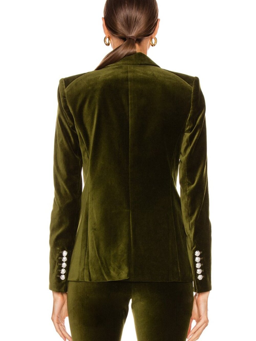 Veronica Beard Olive Stretch Velvet Lawrence Dickey Jacket - Size 8 - Picture 4 of 8